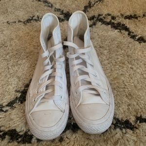 white leather high top converse